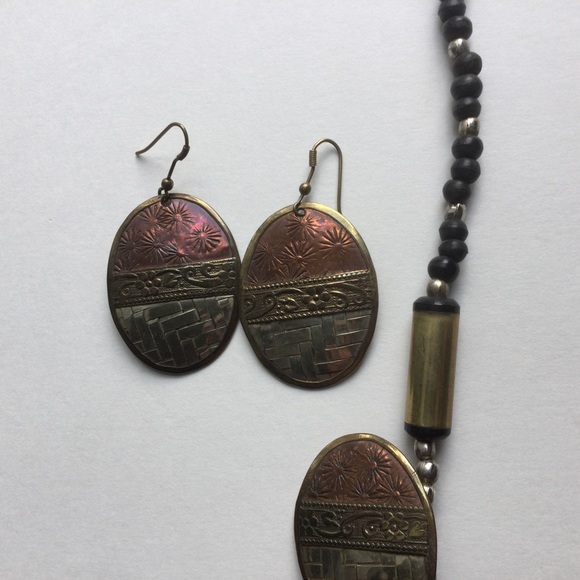 Vintage Mixed Metal Statement Necklace & Earrings - Picture 7 of 7